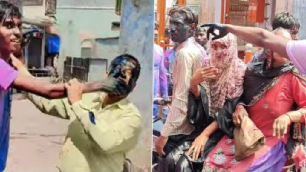 holi played forcibly with muslim family in bijnor
